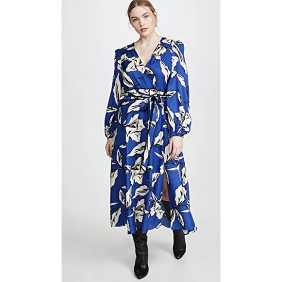 Veronica Beard Mclean Floral Silk Long Sleeve Maxi Dress Size 2 - Picture 6 of 6